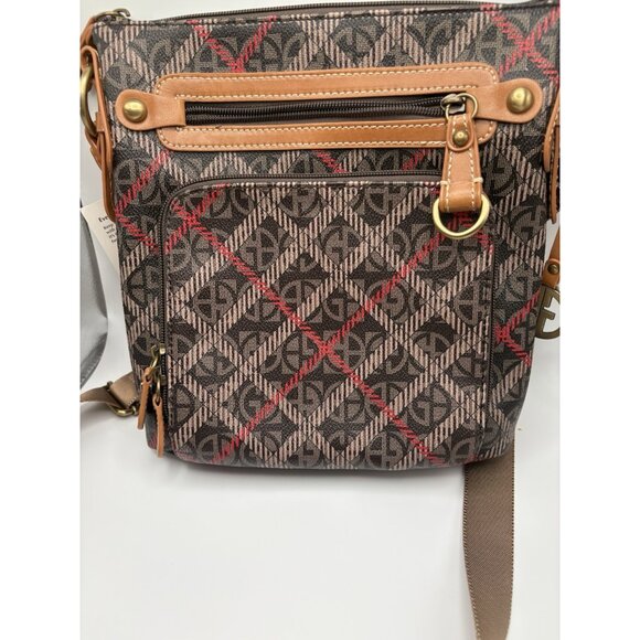 Giani Bernini Block Signature Crossbody Bag Brown Red - Picture 2 of 13